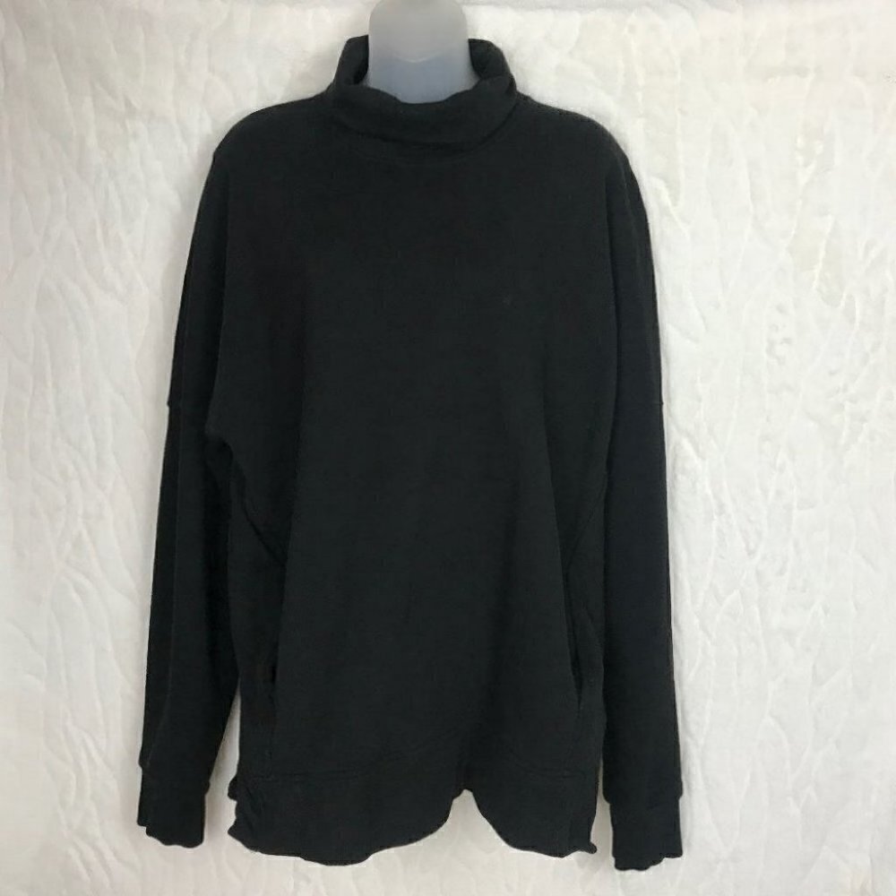 Black Turtleneck Sweatshirt Hoodie - Unbranded